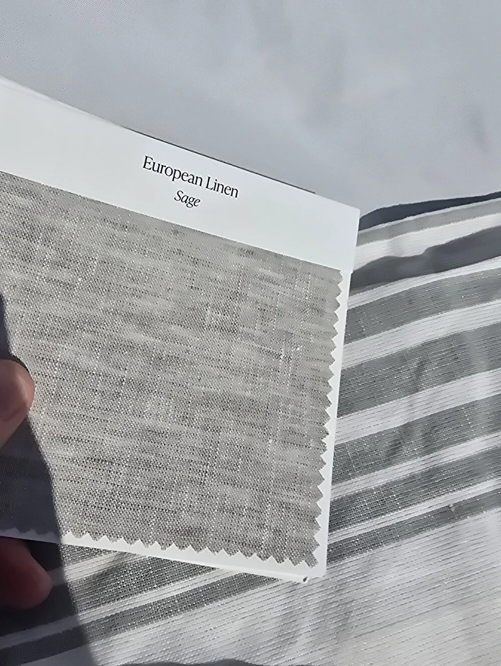 QUINCE 48x96 Sage Ivory Coastal Stripe Linen Cotton Light Filter 1 Panel 48